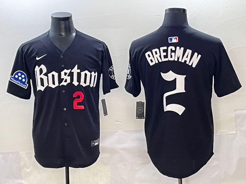 Men 2025 Boston Red Sox 2 Bregman Black Five generations Joint Name Nike MLB Jersey style 3